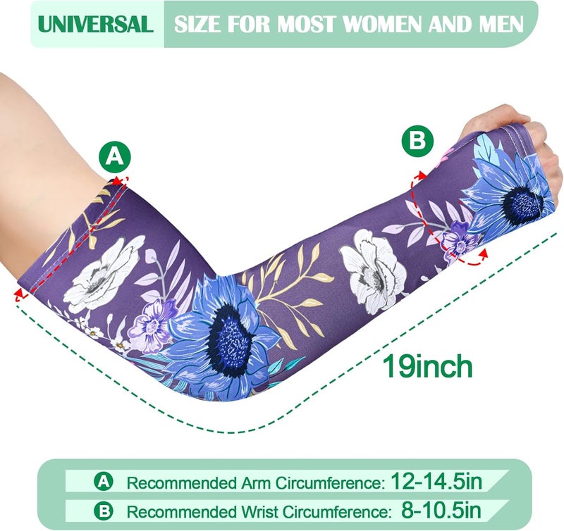 Mukum 4 Pairs Gardening Sleeves Anti-Slip Arm Protection with Thumb Hole Sun Sleeve Cooling Arm Sleeves for Women Men Outdoor - Image 3